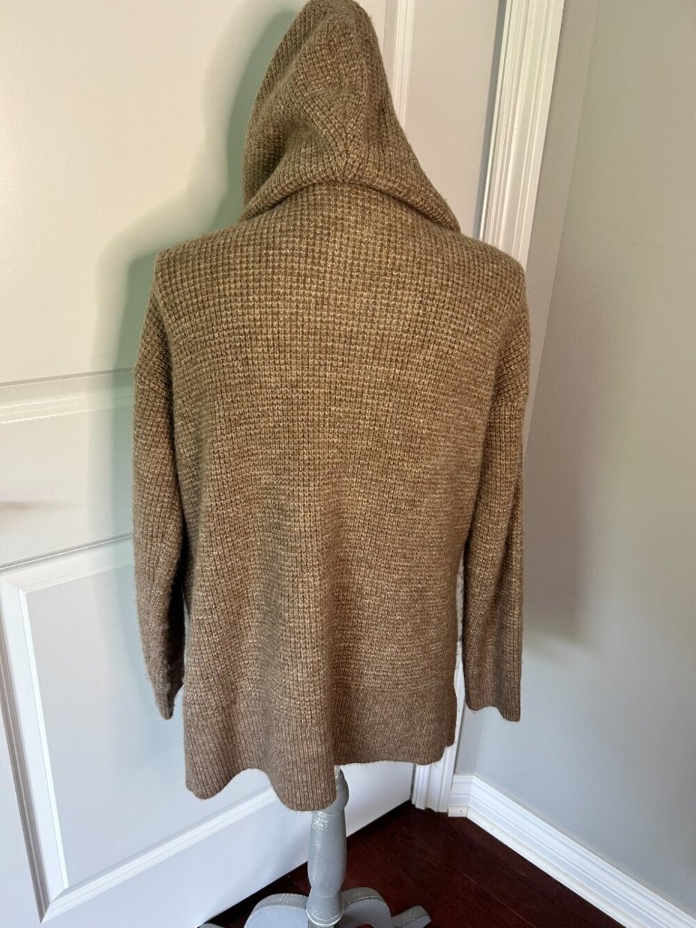 Lou & Gray Brown Waffle Knit Zip Up Hooded Sweater Size M EUC - Picture 2 of 3